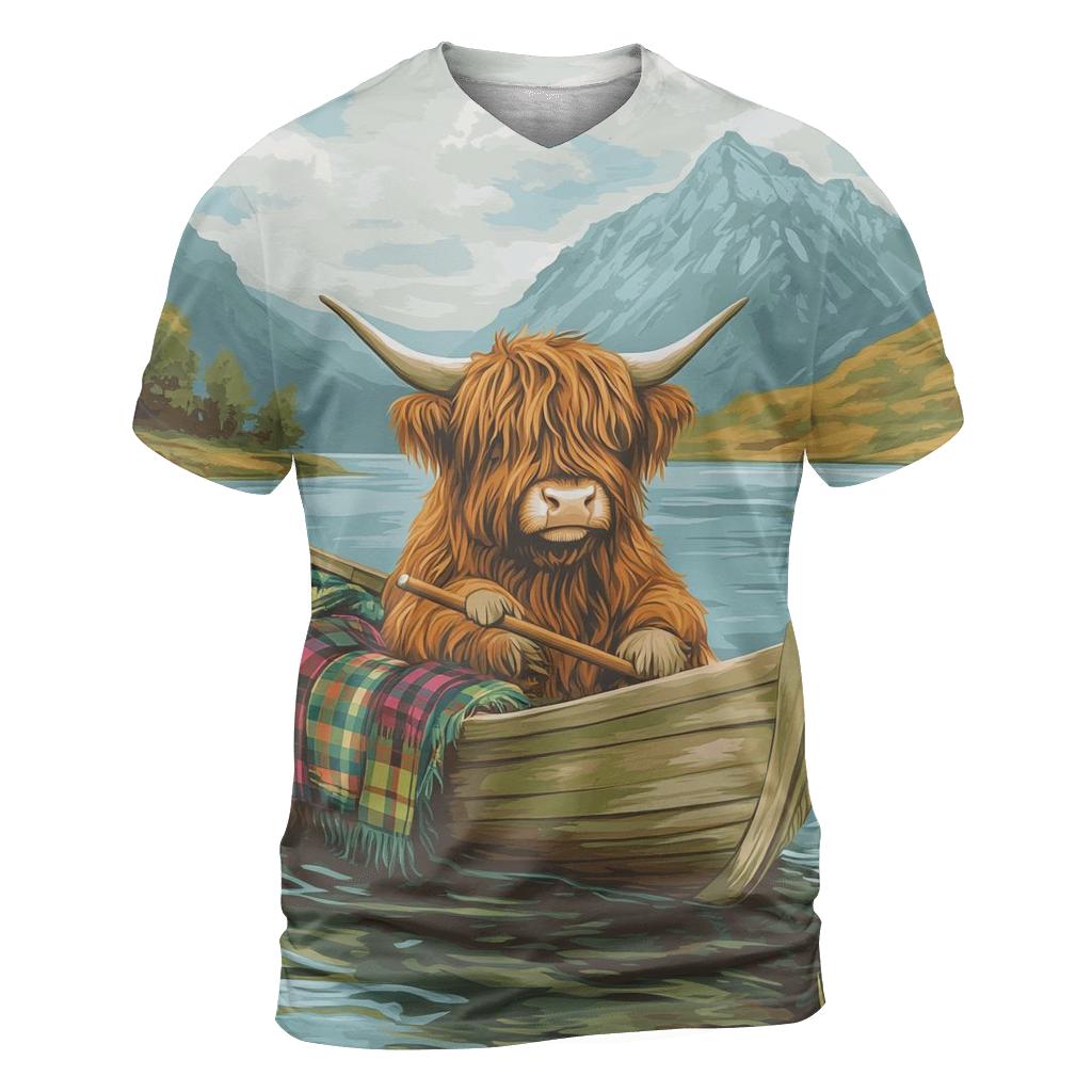 Highland Cow Sailing The Mini Loch Boat custom all-over print shirts