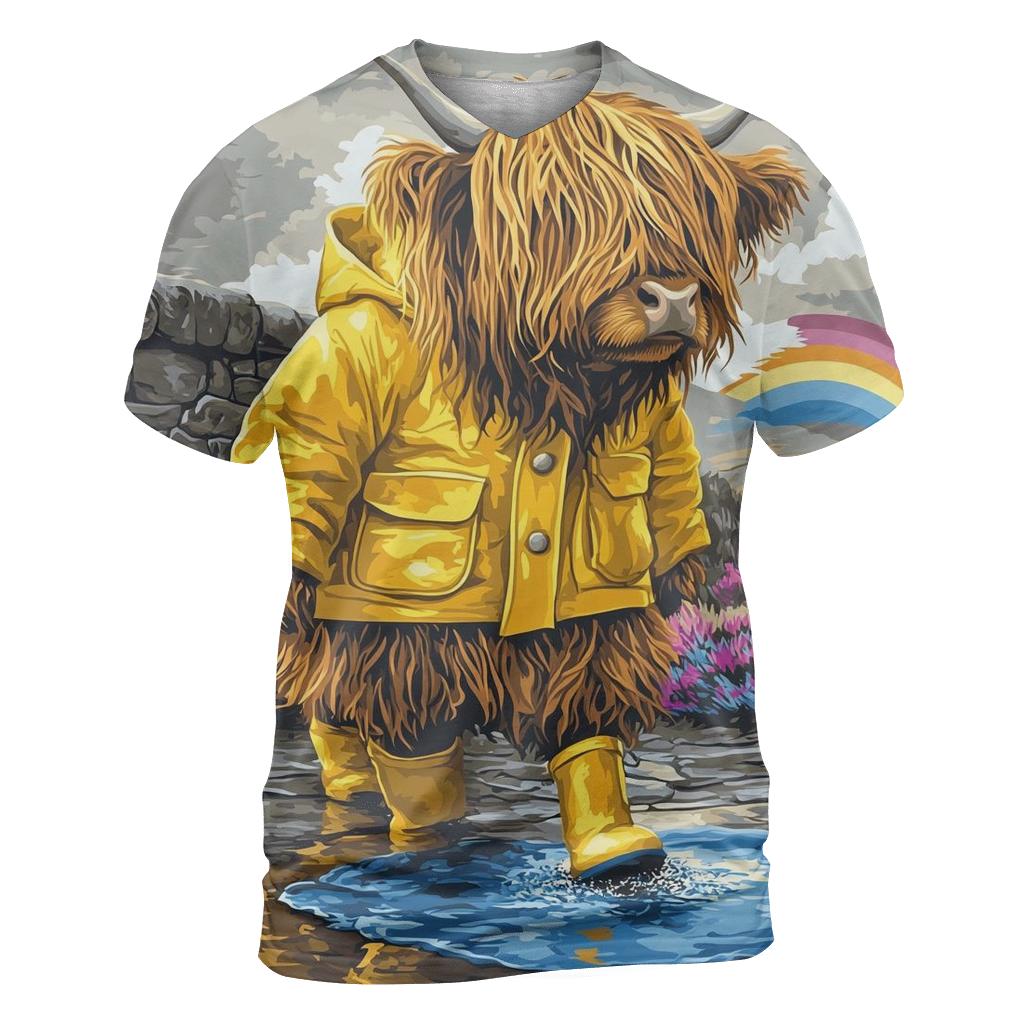 Highland Cow Raincoat And Puddle Walk custom all-over print shirts