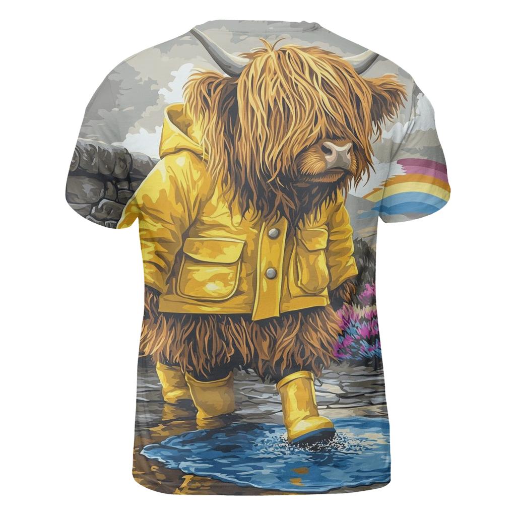 Highland Cow Raincoat And Puddle Walk custom all-over print shirts