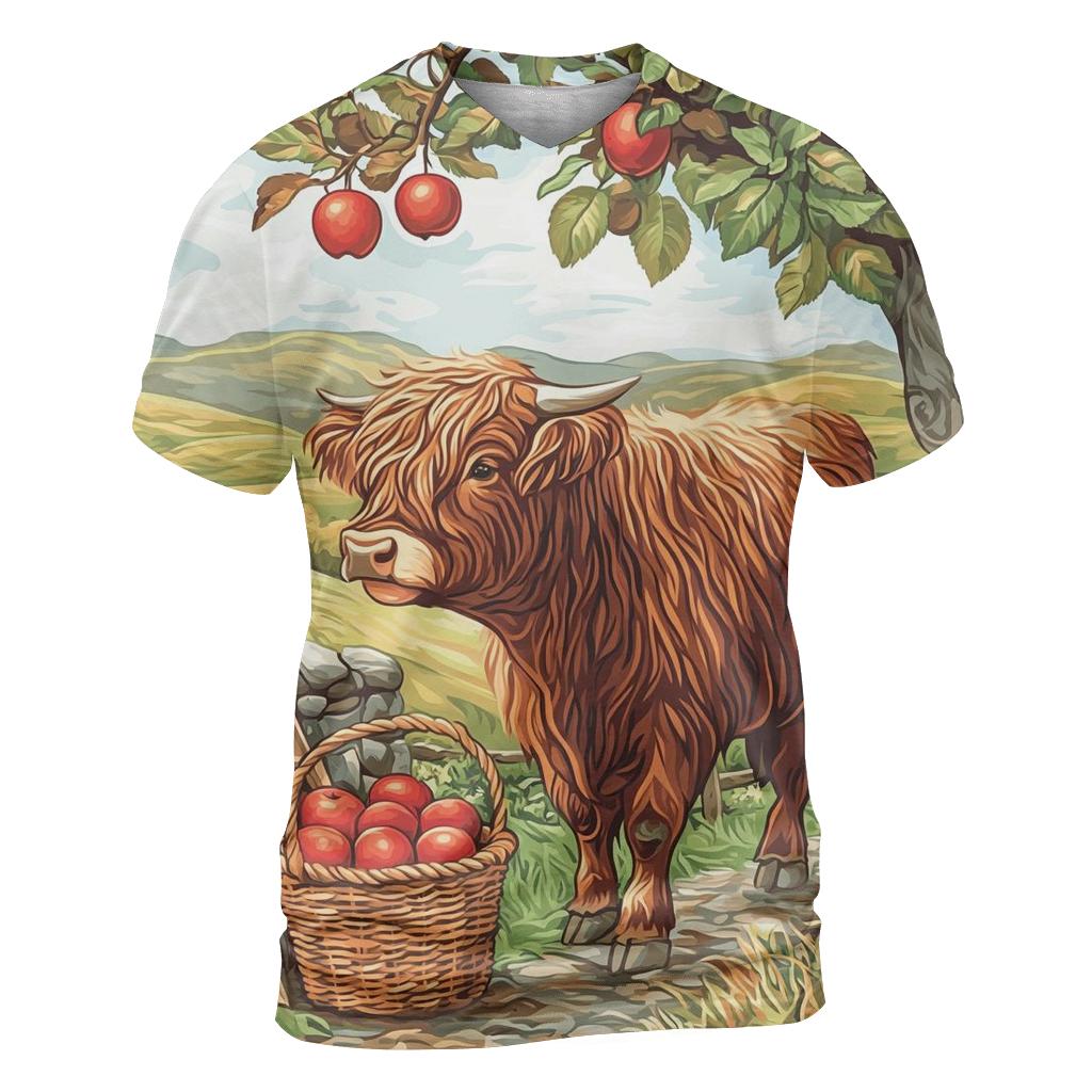 Highland Cow Orchard Apple Picker custom all-over print shirts