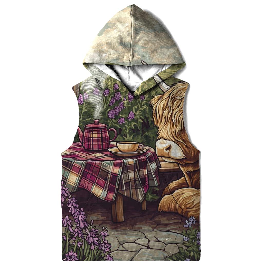 Tea Garden With Highland Cow Companion lightweight hoodies
