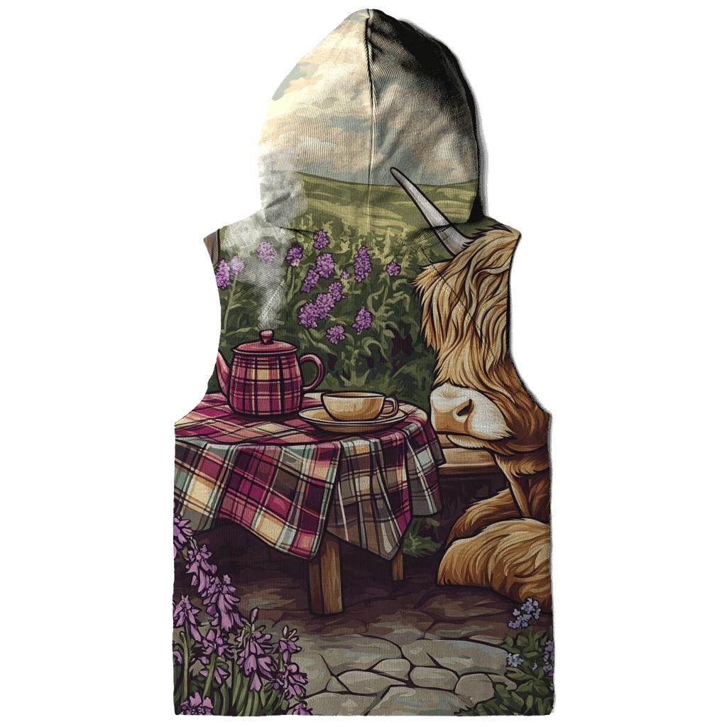 Tea Garden With Highland Cow Companion lightweight hoodies