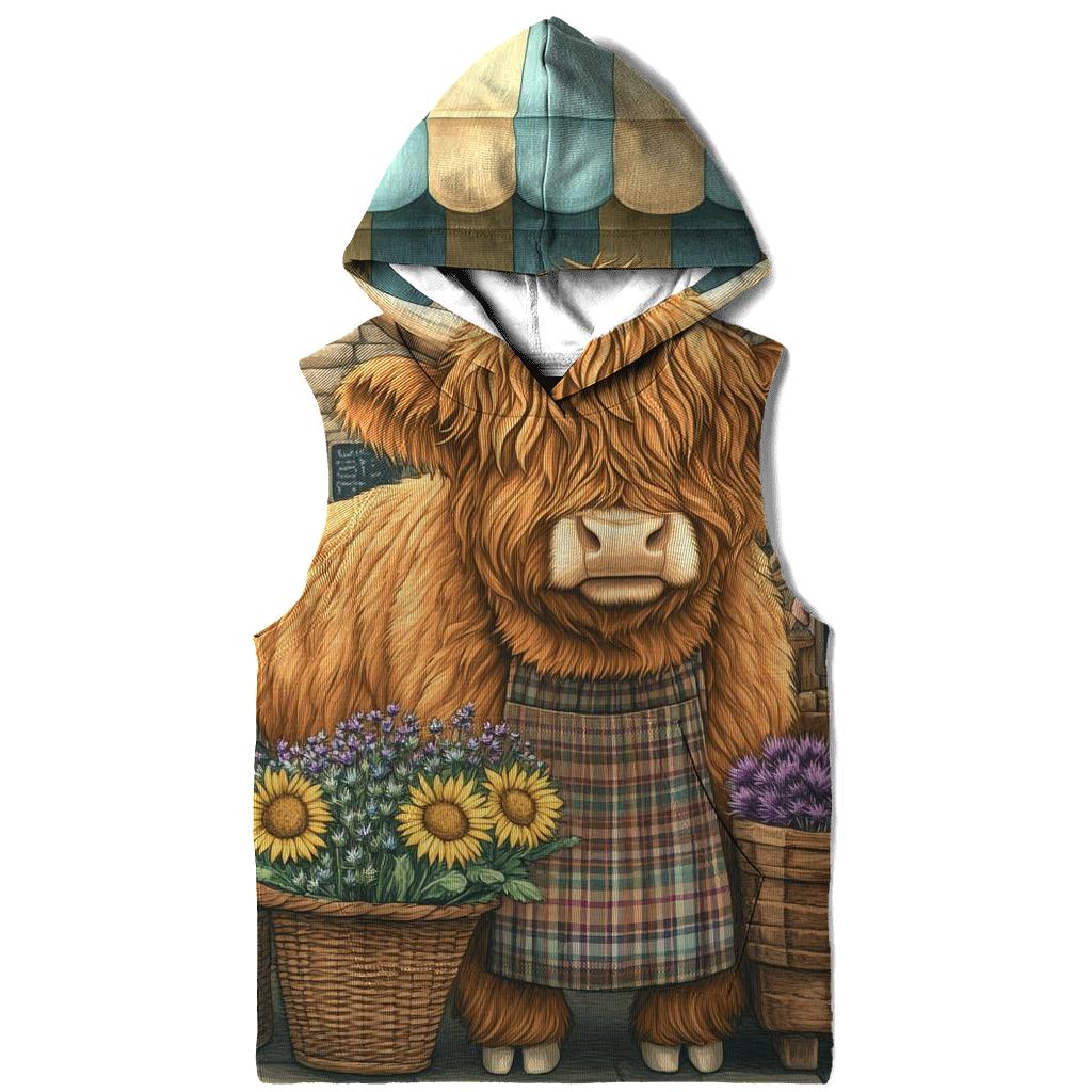 Market Day Highland Cow Flower Vendor premium hoodies