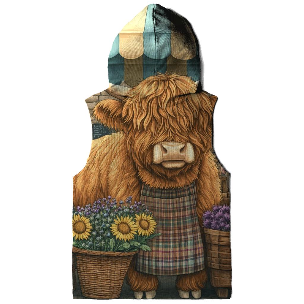 Market Day Highland Cow Flower Vendor premium hoodies