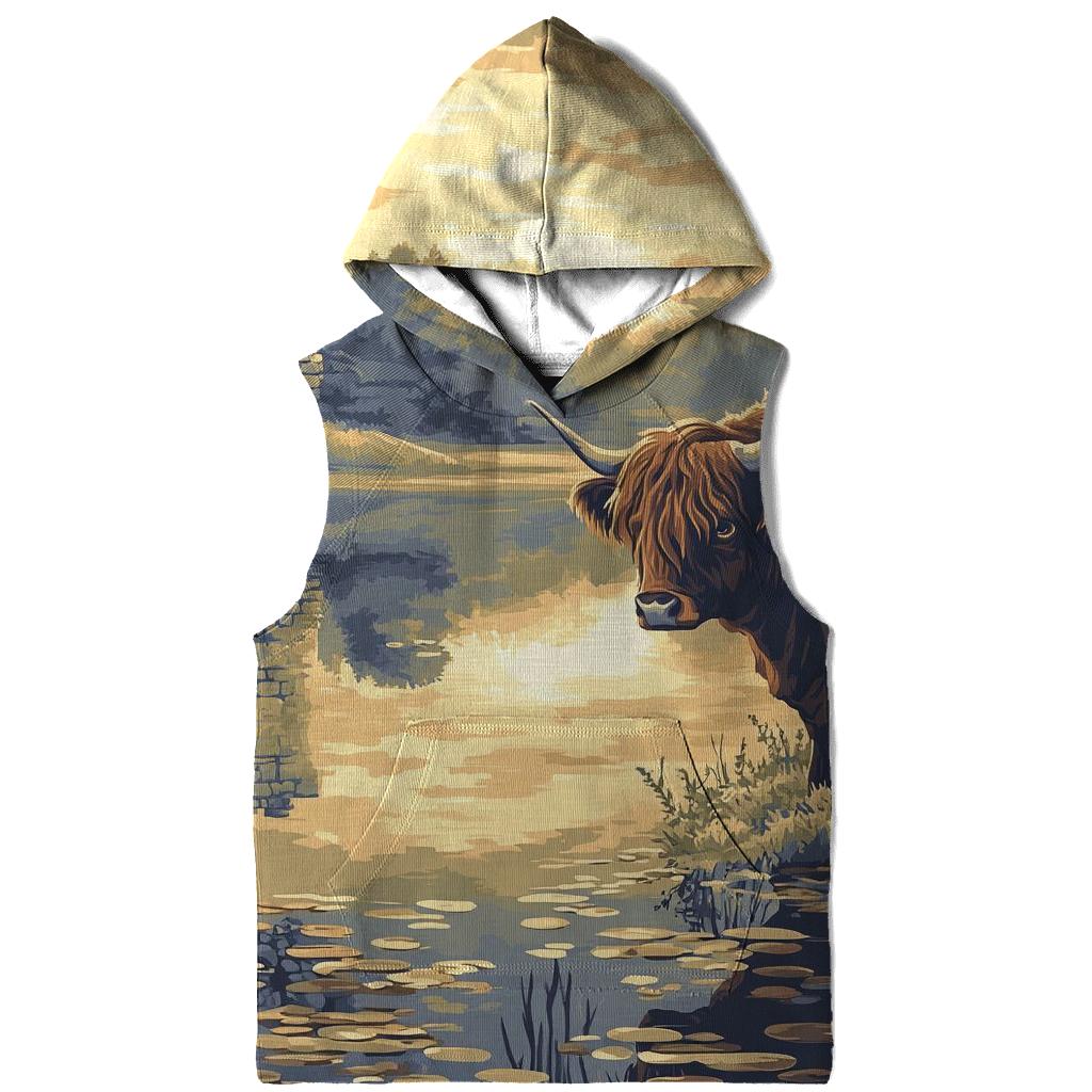 Loch Mirror Highland Cow Reflection graphic hoodies