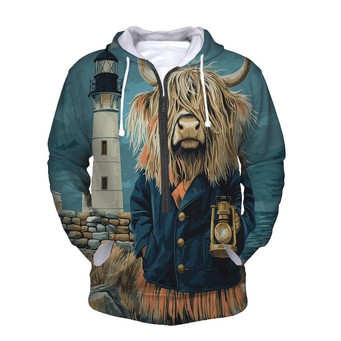 Highland Cow Lighthouse Keeper custom hoodies