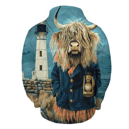 Highland Cow Lighthouse Keeper custom hoodies