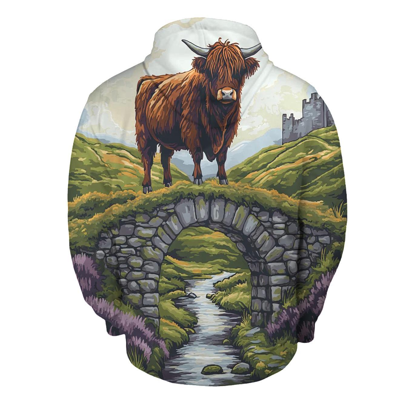 Stone Bridge Highland Cow Sentinel embroidered hoodies