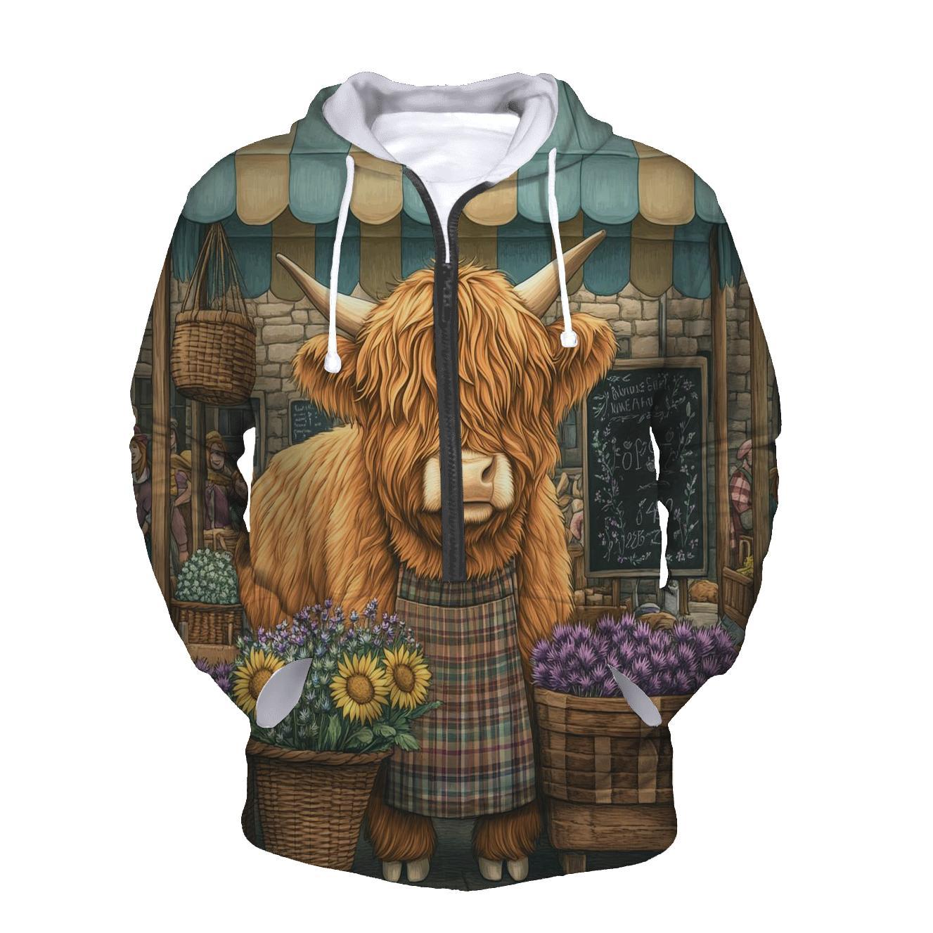 Market Day Highland Cow Flower Vendor custom hoodies