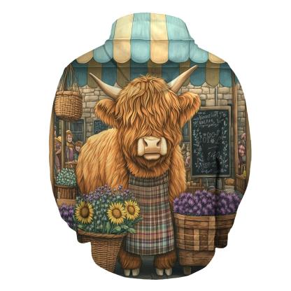 Market Day Highland Cow Flower Vendor custom hoodies