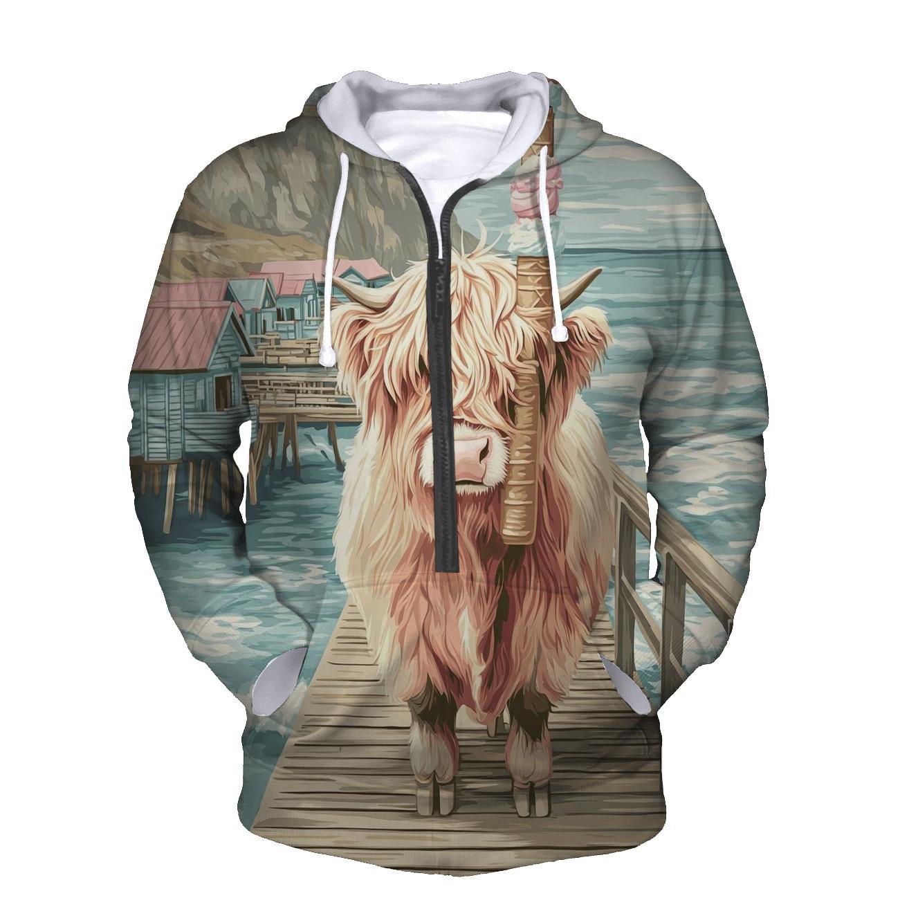 Highland Cow Ice Cream By The Pier hoodie trends
