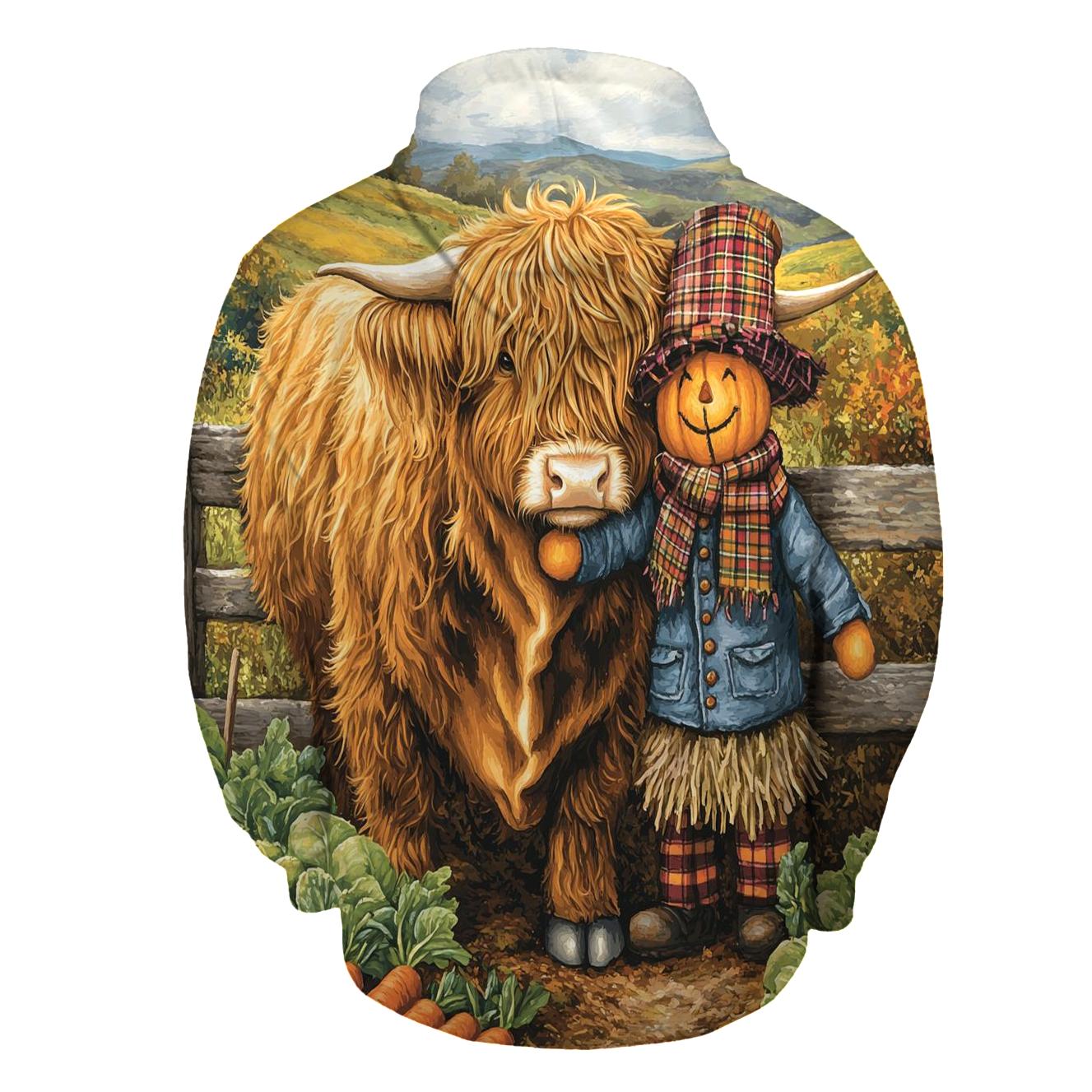 Highland Cow Garden Scarecrow Friend lightweight hoodies