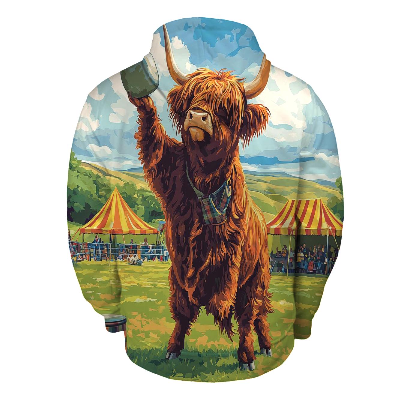 Highland Cow Highland Games Weight Lift zip-up hoodies
