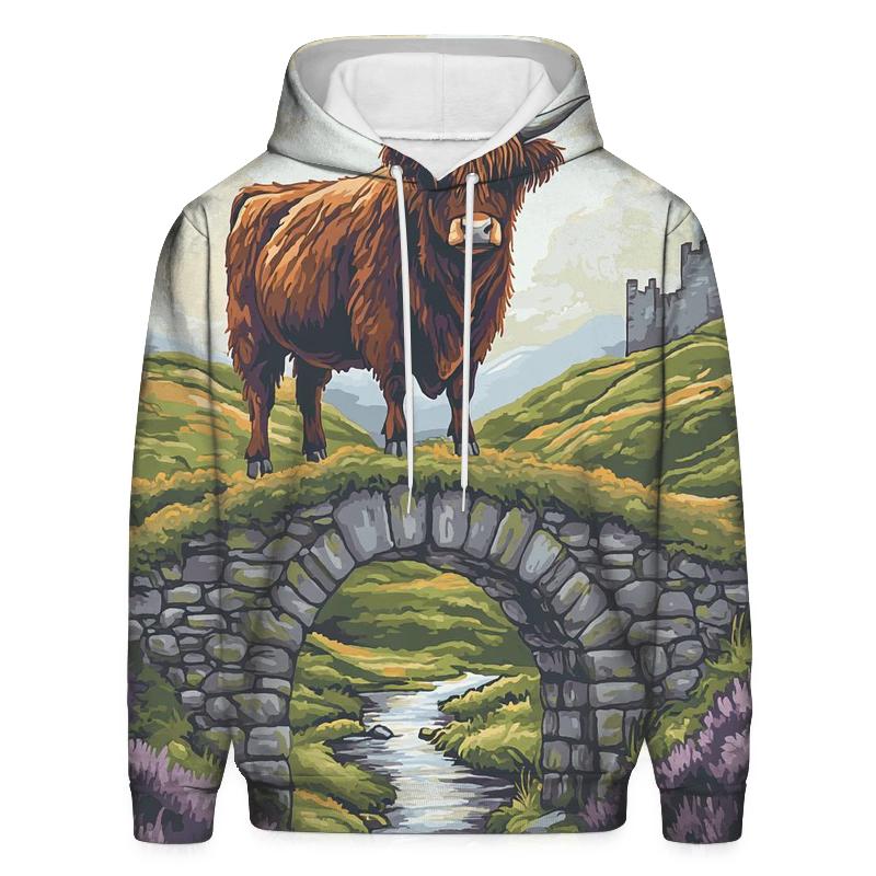 Stone Bridge Highland Cow Sentinel embroidered hoodies