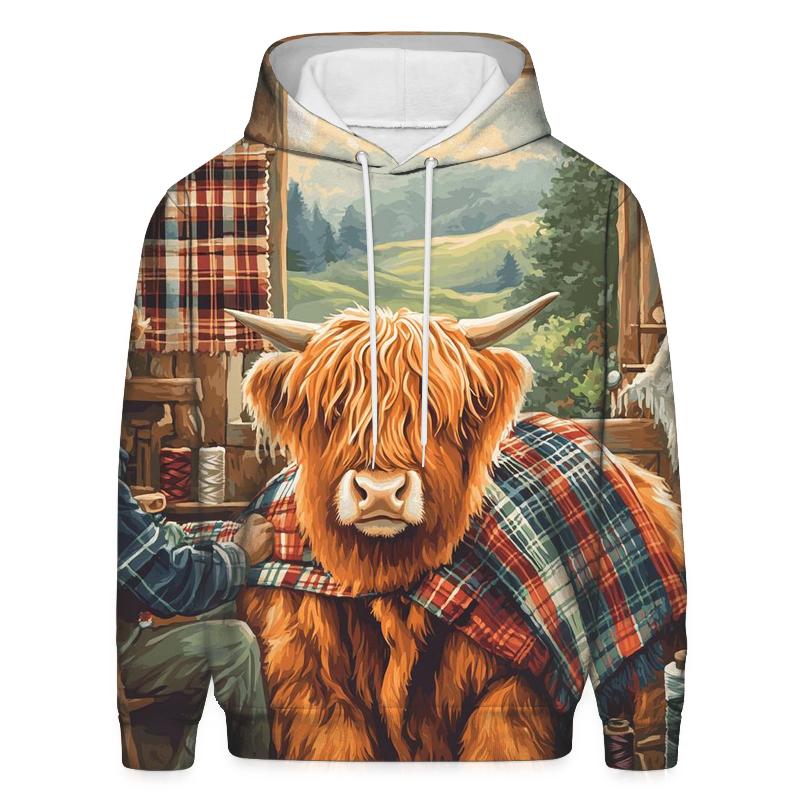 Tartan Workshop Highland Cow Artisan zip-up hoodies