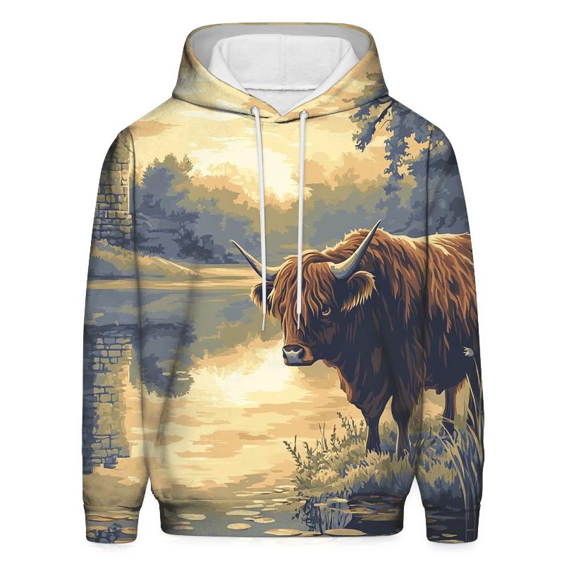 Loch Mirror Highland Cow Reflection custom hoodies