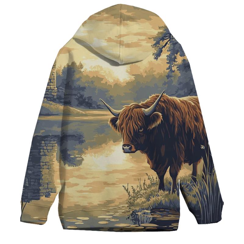 Loch Mirror Highland Cow Reflection custom hoodies