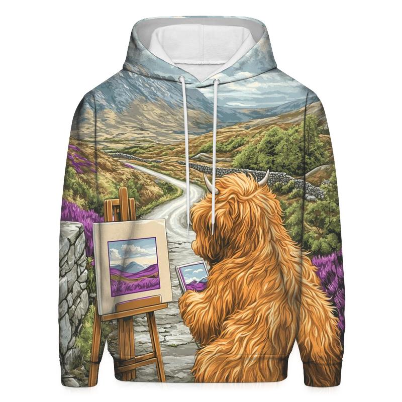 Highland Cow Postcard Painter hoodies fashion