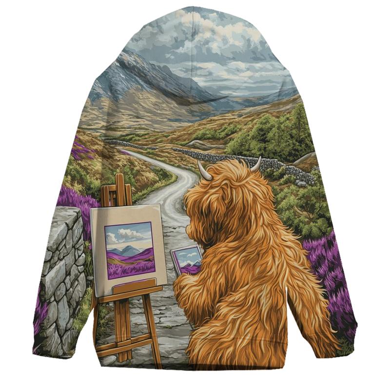 Highland Cow Postcard Painter hoodies fashion