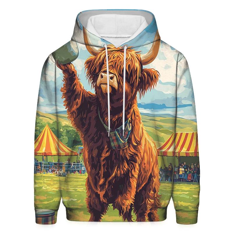 Highland Cow Highland Games Weight Lift printed hoodies