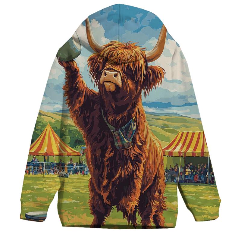 Highland Cow Highland Games Weight Lift printed hoodies