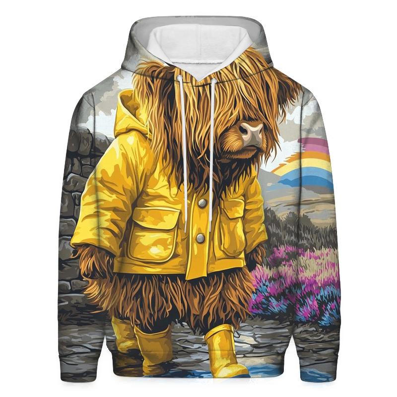 Highland Cow Raincoat And Puddle Walk heavyweight hoodies