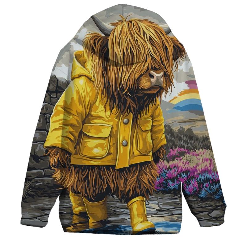 Highland Cow Raincoat And Puddle Walk heavyweight hoodies