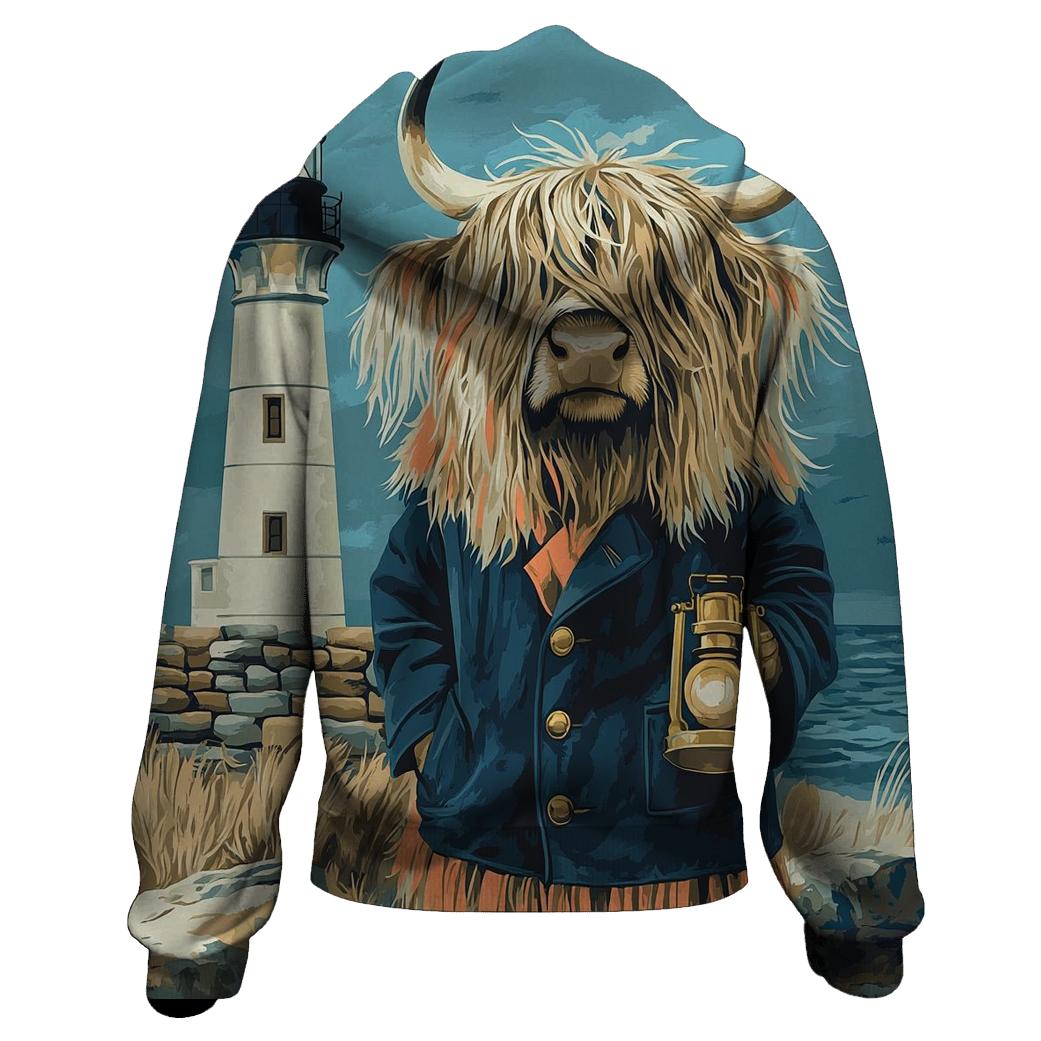 Highland Cow Lighthouse Keeper premium hoodies