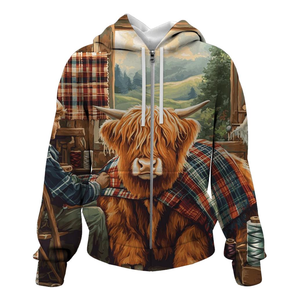 Tartan Workshop Highland Cow Artisan designer hoodies