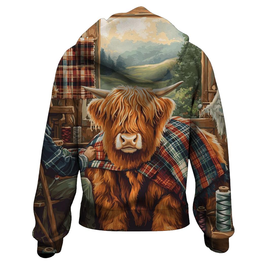 Tartan Workshop Highland Cow Artisan designer hoodies
