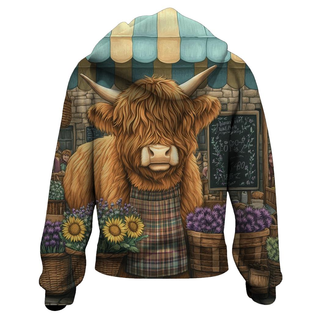 Market Day Highland Cow Flower Vendor custom hoodies