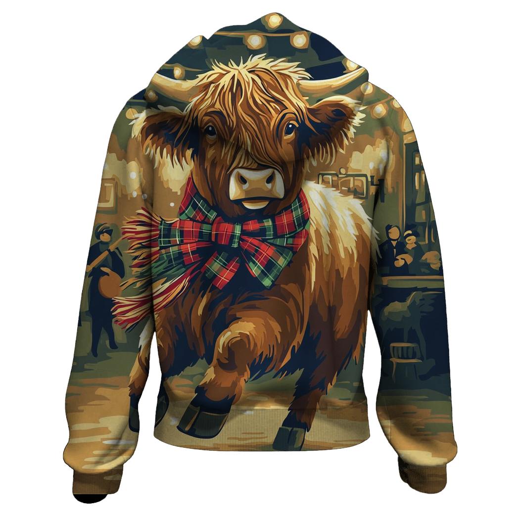Ceilidh Night With Highland Cow Dancer graphic hoodies
