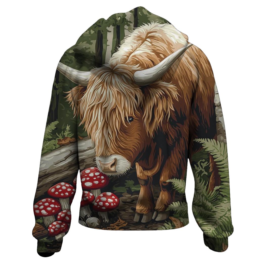 Highland Cow Woodland Mushroom Hunt hoodies fashion