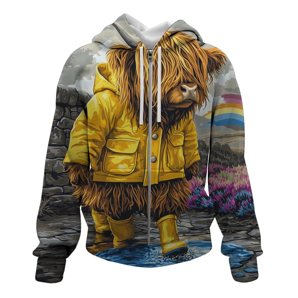 Highland Cow Raincoat And Puddle Walk custom hoodies