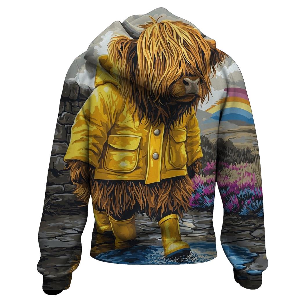 Highland Cow Raincoat And Puddle Walk custom hoodies