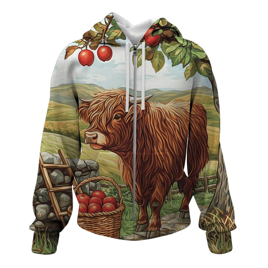 Highland Cow Orchard Apple Picker hoodie designs