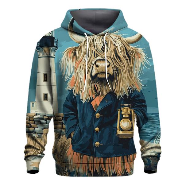 Highland Cow Lighthouse Keeper printed hoodies