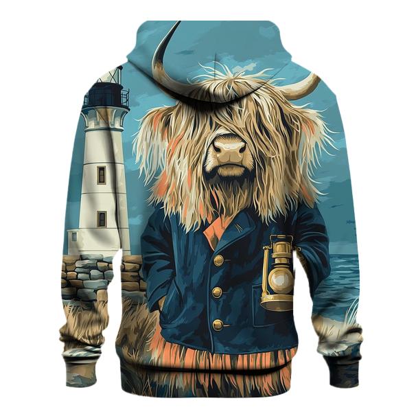 Highland Cow Lighthouse Keeper printed hoodies