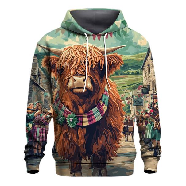 Aurora Painted Highland Cow Parade designer hoodies