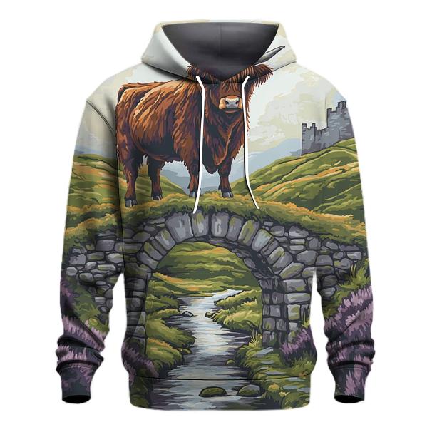 Stone Bridge Highland Cow Sentinel printed hoodies