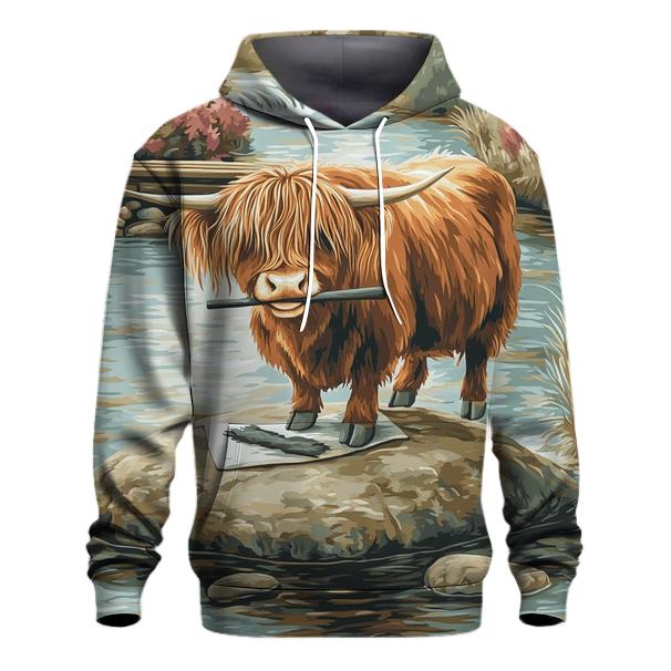 River Sketcher Highland Cow Portrait hoodie designs