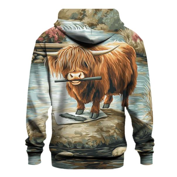 River Sketcher Highland Cow Portrait hoodie designs