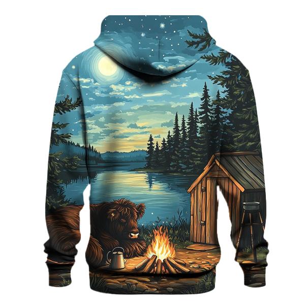 Highland Cow Moonlit Bothy Camp custom hoodies