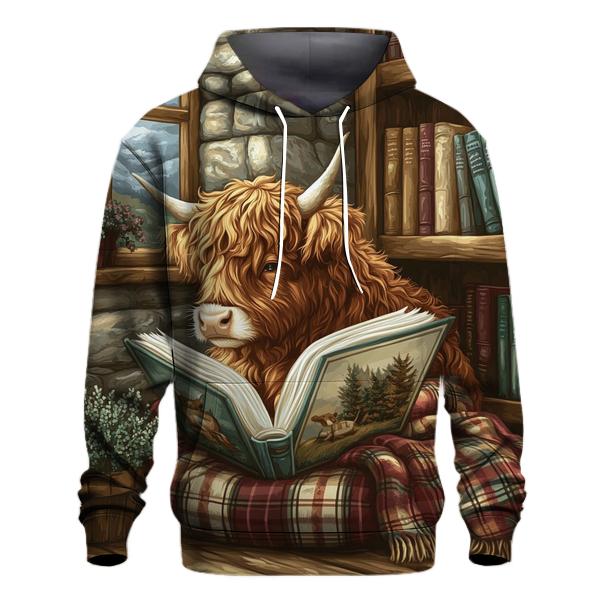 Highland Cow Quiet Library Nook premium hoodies