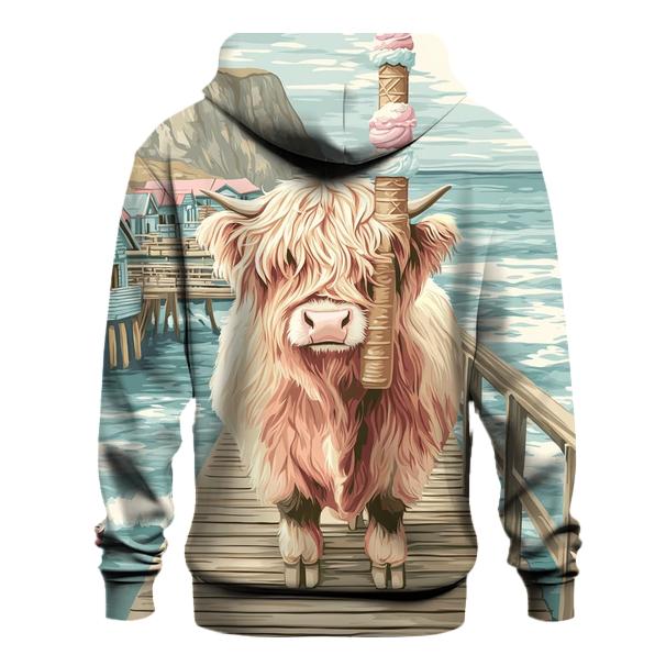 Highland Cow Ice Cream By The Pier printed hoodies