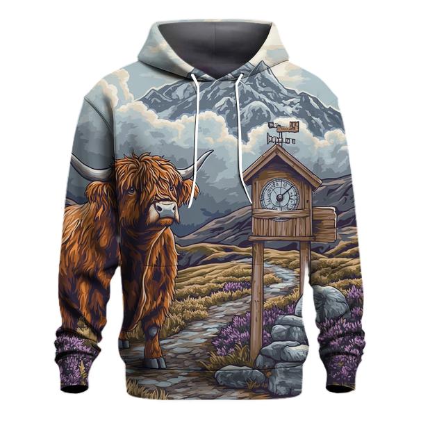Highland Cow Mountain Weather Reader lightweight hoodies