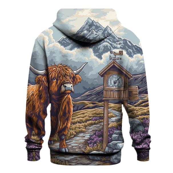 Highland Cow Mountain Weather Reader lightweight hoodies