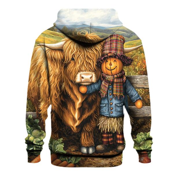 Highland Cow Garden Scarecrow Friend zip-up hoodies