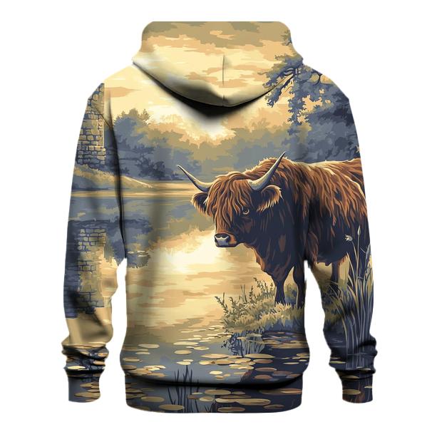 Loch Mirror Highland Cow Reflection designer hoodies