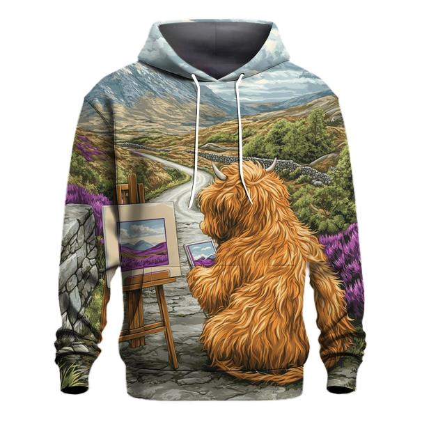 Highland Cow Postcard Painter premium hoodies